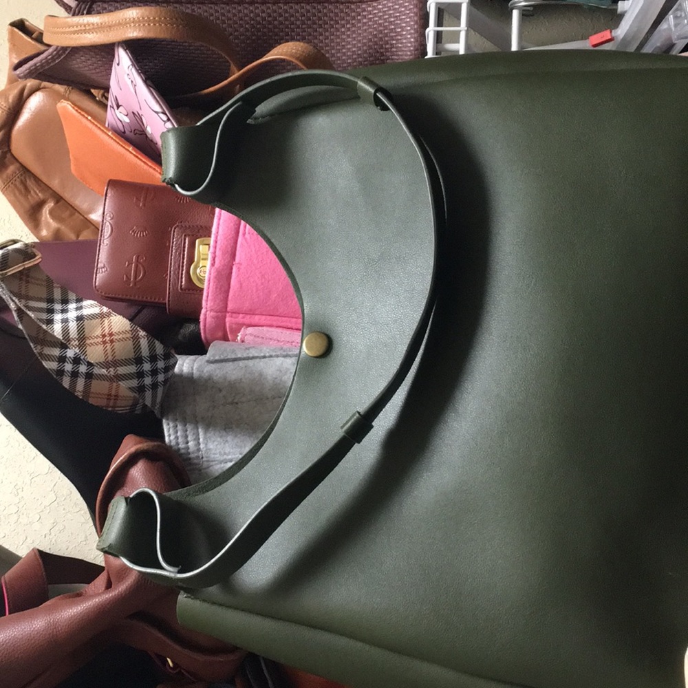 Neiman Marcus City Tote Olive Green Shoulder Bag